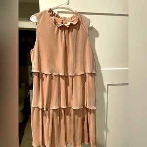 Anthro pink tiered high neck dress